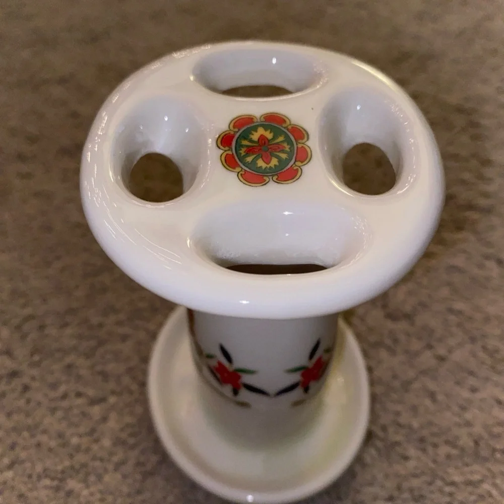 Shibata Vintage Japan Floral‎ Bathroom Toothbrush Holder Porcelain